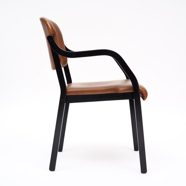 Wood Mid-Century French Leather Armchairs For Sale - Image 7 of 9