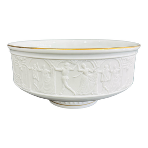 Vintage 1987 Franklin Mint "The Romeo & Juliet" Fine Porcelain Bisque Bowl | 14k Gold Trim | Shakespeare Centerpiece Dish