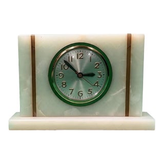 Vintage White Onyx Mantel Clock For Sale