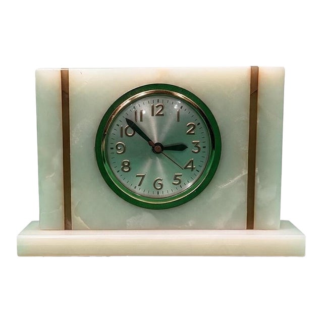 Vintage White Onyx Mantel Clock For Sale