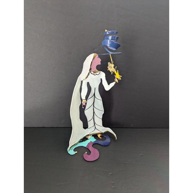 Piper Strong Whimsical Hand Painted Metal Sculptural Man Woman Candle Holders For Sale In Jacksonville, FL - Image 6 of 10