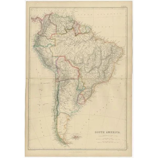 Mid 19th Century Antique Map of South America by W. G. Blackie, 1859 For Sale - Image 5 of 6