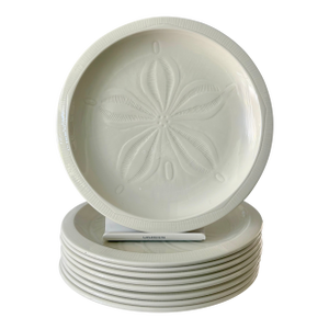 1970s Coastal Chic Franciscan Sea Sculptures Stoneware Luncheon Plates, Set of 8