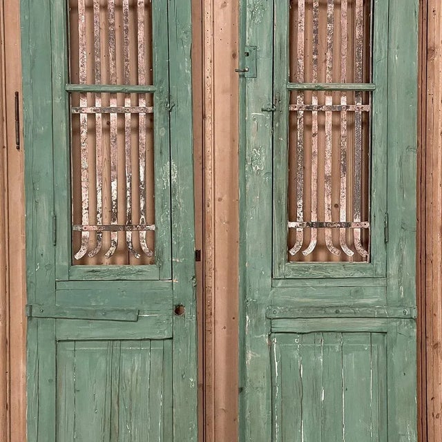 Pair 19th Century Exterior French Doors With Wrought Iron For Sale - Image 9 of 13