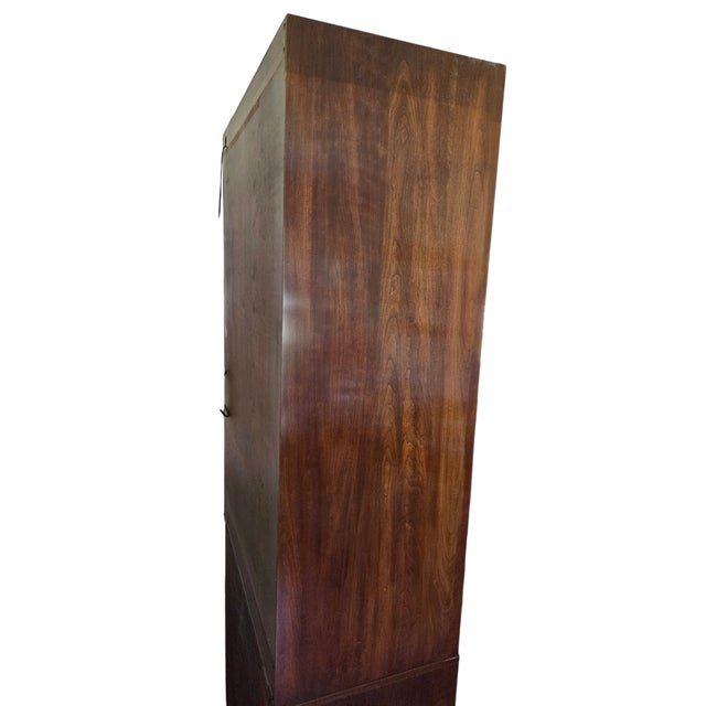 1980s Ethan Allen Canova Campaign Hutch Curio China Cabinet Display Shelf For Sale - Image 10 of 17