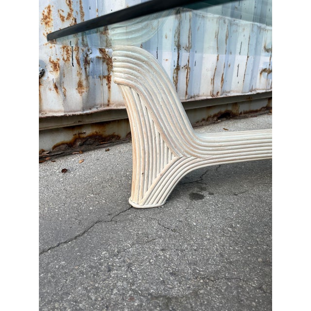 Pencil Reed Coastal Style Rattan Coffee Table. Circa 1980s For Sale - Image 12 of 12