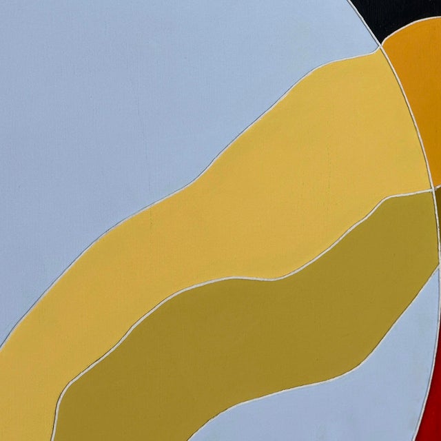 Late 20th Century Vintage Mid-Century Modern Mixed Media Hard Edge Painting For Sale - Image 5 of 10