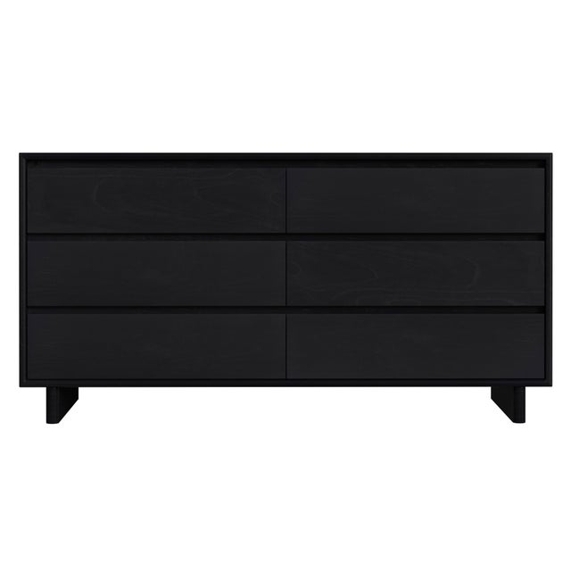 Spritely Home Accent Furniture Halmstad 62 in. W Rectangular Wood Panel 6 Drawer Dresser with Soft Close Drawers, Black For Sale - Image 4 of 9