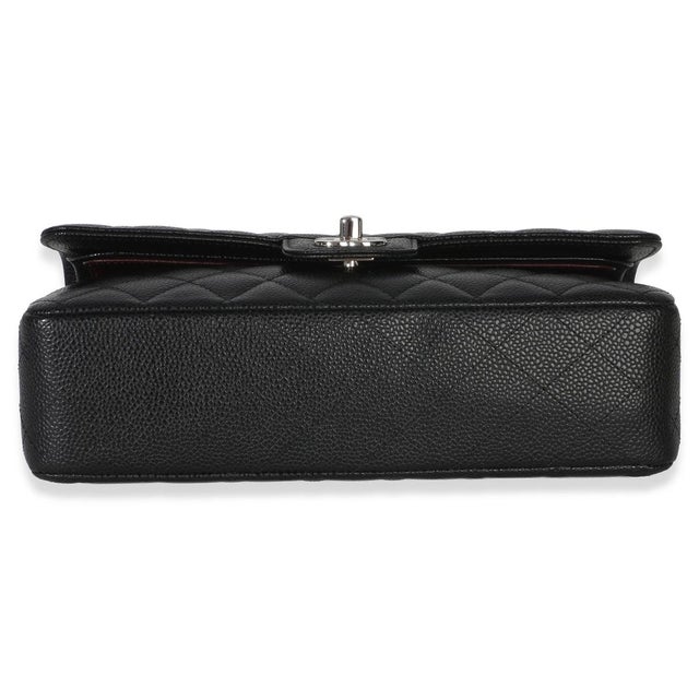 2020s Black Quilted Caviar Medium Classic Double Flap Handbag For Sale - Image 5 of 9