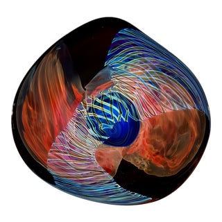Hand-Blown Art Glass Centerpiece Plate, Signed and Numbered For Sale