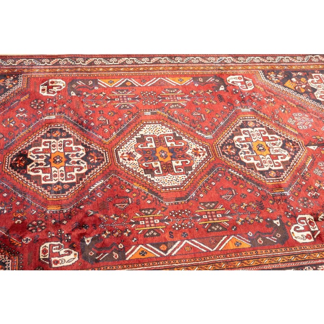 Semi-Antique Hand-Knotted Persian Qashqai Rug 5'4" X 8'9" For Sale - Image 16 of 18