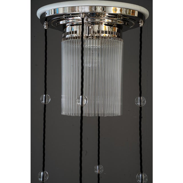 Art Deco Nickel Chandelier with Glass Sticks, 1920s For Sale - Image 14 of 18