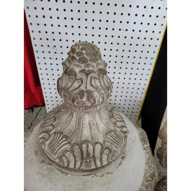 Vintage Concrete Urns With Rams Heads & Garlands For Sale In Miami - Image 6 of 13