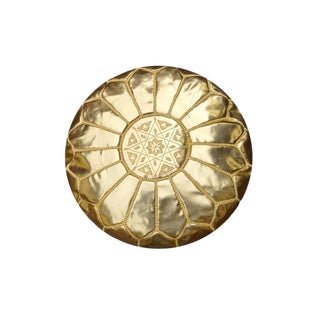 Gold Modern Moroccan Pouf Ottoman For Sale
