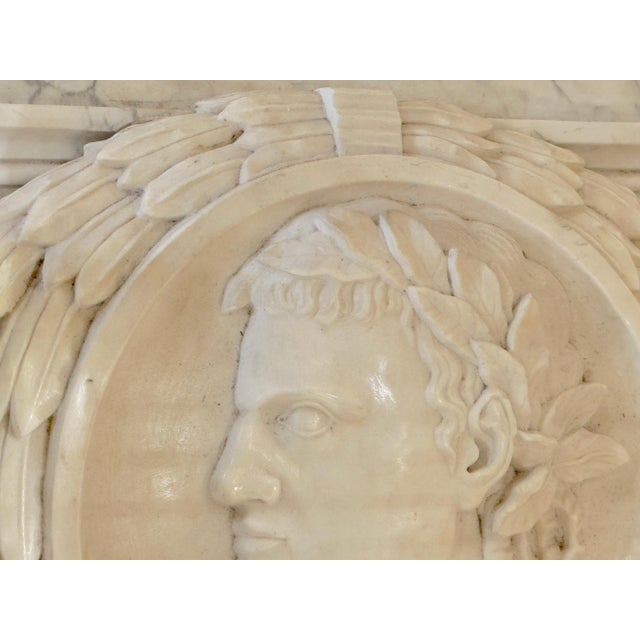 White 19th C. Italian Grand Tour Carved Marble Portrait Plaque Roman Emperor Titus For Sale - Image 8 of 10