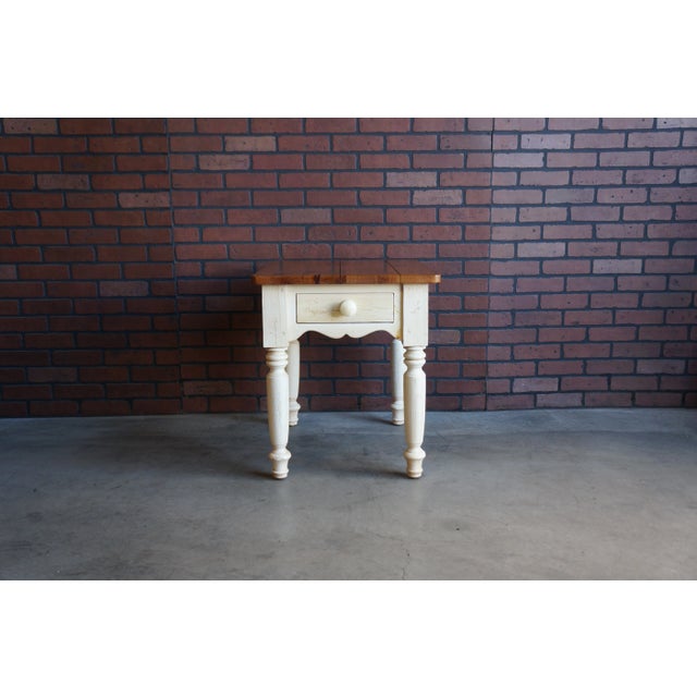 Antique White Ethan Allen Farmhouse Pine End Tables ~ a Pair For Sale - Image 8 of 12