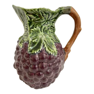 Late 20th Century Olfaire Portugal Majolica Grapes Pitcher