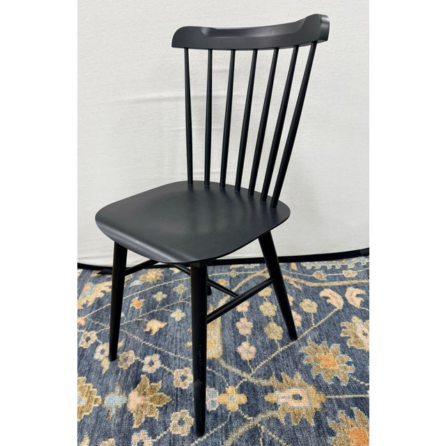 Wood S/4 Williams Sonoma Black Spindle Back Dining Chairs For Sale - Image 7 of 7