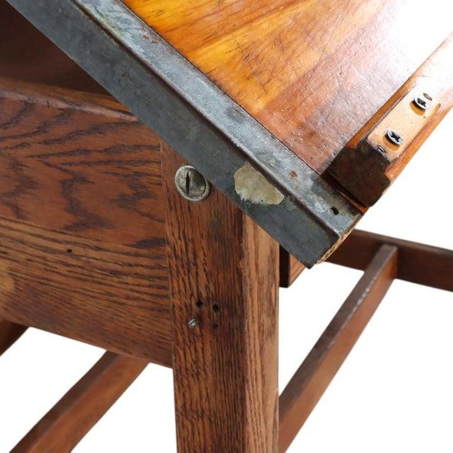 Antique Arts & Crafts Oak Adjustable Drafting Table C1930 For Sale - Image 17 of 18