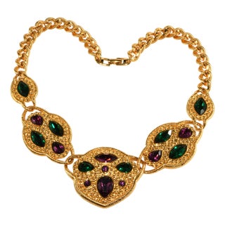 Napier Vintage Byzantium Collection Necklace Gold-Plate and Rhinestones For Sale