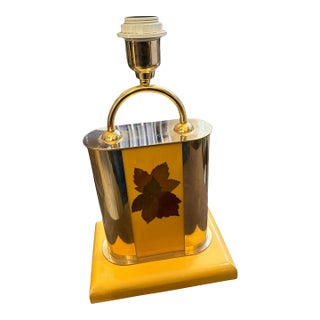 1970s Mid-Century Modern Lacquered Wood and Gilt Metal Italian Table Lamp For Sale
