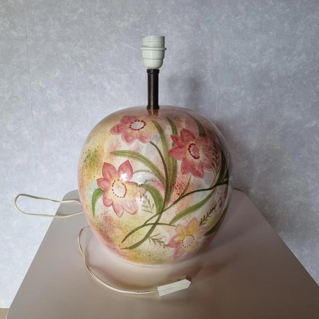 Vintage Desk Lamp with Floral Decorations, 1970s For Sale - Image 3 of 7