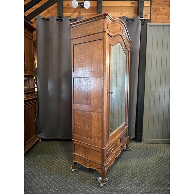 French Early 20 Century Belgian Oak Single Door Armoire For Sale - Image 3 of 10