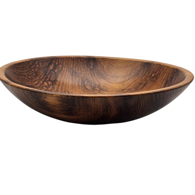 Late 20th Century Hand-Turned Tulip Poplar Wood Bowl, Natural Grain, 10.5" For Sale - Image 5 of 10