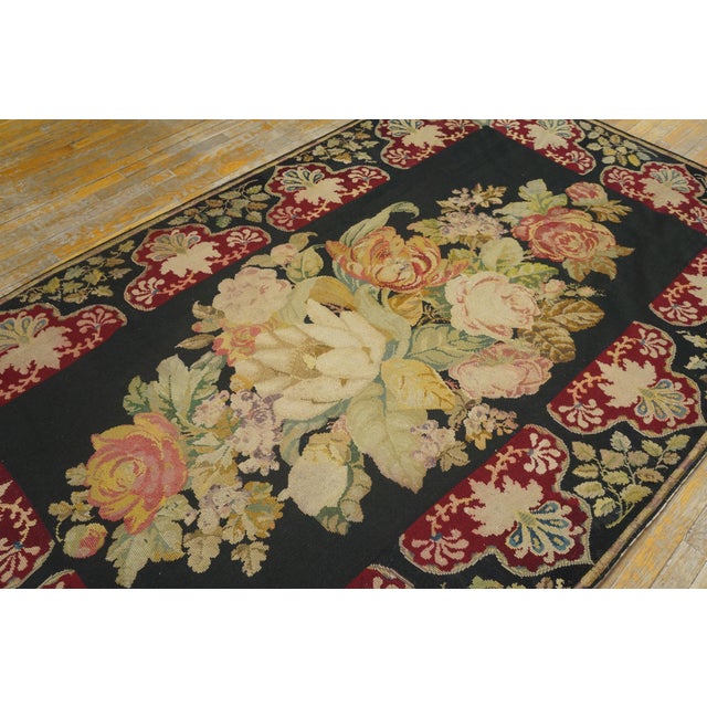19th Century French Needlepoint Carpet ( 5'2" x 8'8" - 158 x 264 ) Needlepoint Reproduction needlework carpet. The...