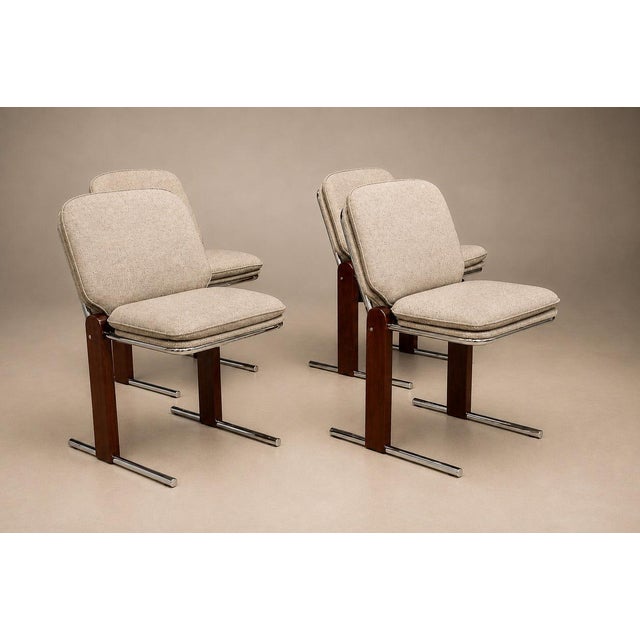 Percival Lafer “Contempo” Dining Chairs, Set of 4 — Hardwood, Chrome & Chenille, Brazil, 1970s - Lot 476B For Sale - Image 18 of 18