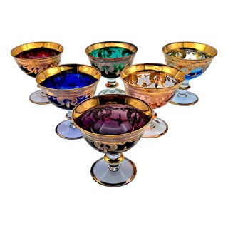 Colored Murano Glass Cups from Manifattura Di Murano, 1970s, Set of 6 For Sale