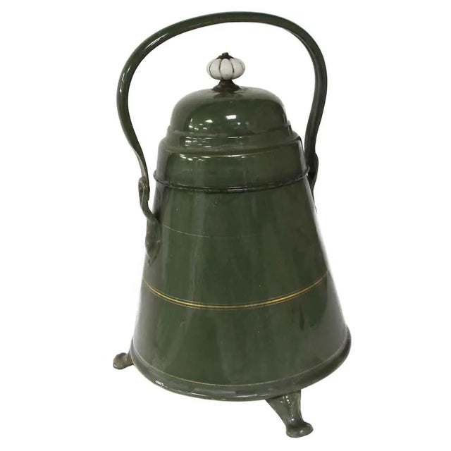 Green Late 20th Century Green Metal Pot With Handle For Sale - Image 8 of 8