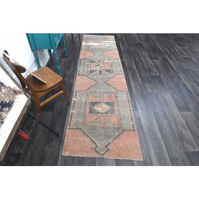 1970s Vintage Handmade Wool Cotton Orange Runner Rug For Sale - Image 10 of 11