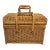 Vintage Wicker Picnic Basket With Double Handles & Latching Straps For Sale