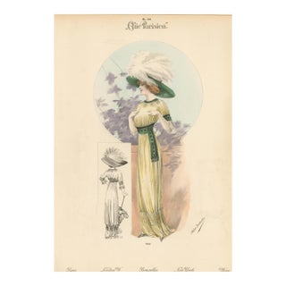 Chic Parisien 1910 – Antique Fashion Plate – Lithograph For Sale