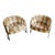 1970s Pair of Gold & Cream Floating Chrome Lounge Chairs For Sale