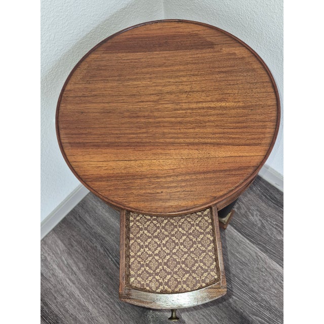 1950s Petite French Empire Style Walnut Side Table With Ebonized Columns For Sale - Image 5 of 13