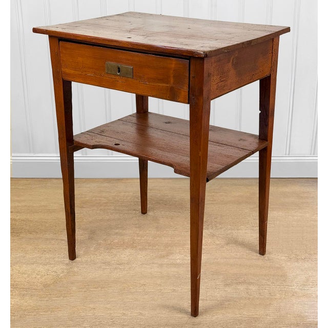 Farmhouse Antique Primitive Farmhouse Pine Single Drawer Side Table For Sale - Image 3 of 13