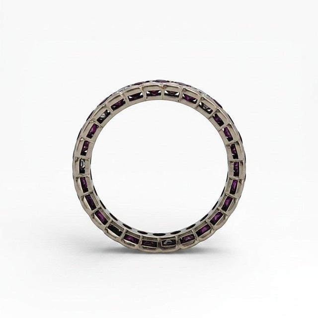 Vintage Ruby & Diamond Eternity Ring 18k Gold - 1990s, Size 6 For Sale - Image 6 of 6