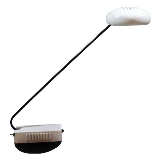 Italian Desk Lamp in White & Black, 1980s For Sale