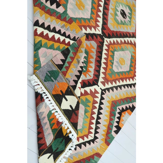 Mid 20th Century Turkish Diamond Kilim Rug-5’7’x9’1" For Sale - Image 12 of 13