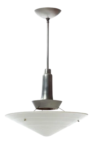 Gerald Thurston for Lightolier Steel and Glass Dome Chandelier