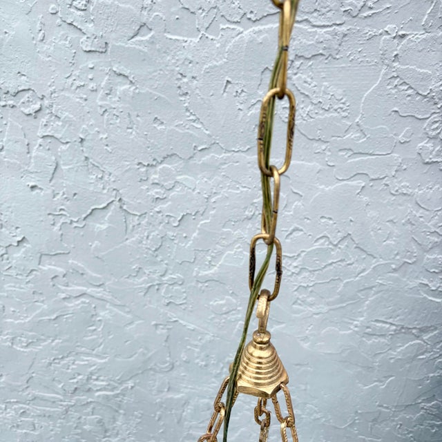 Vintage Moroccan Middle Eastern Style Brass Pendant Lamp For Sale - Image 9 of 11