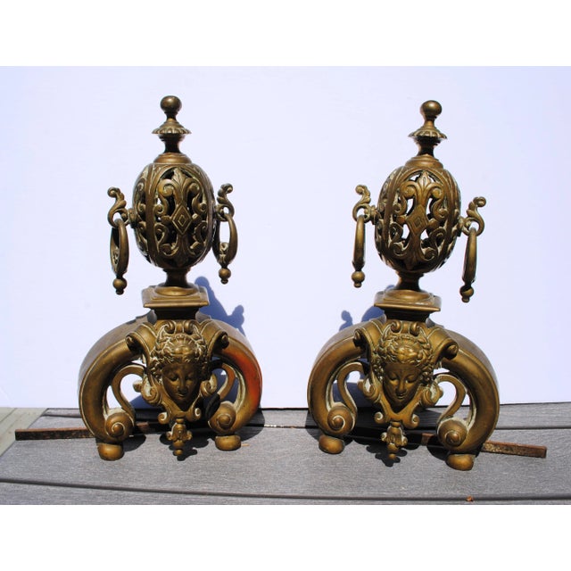 Antique Brass Figural Lady Andirons - a Pair For Sale - Image 11 of 11