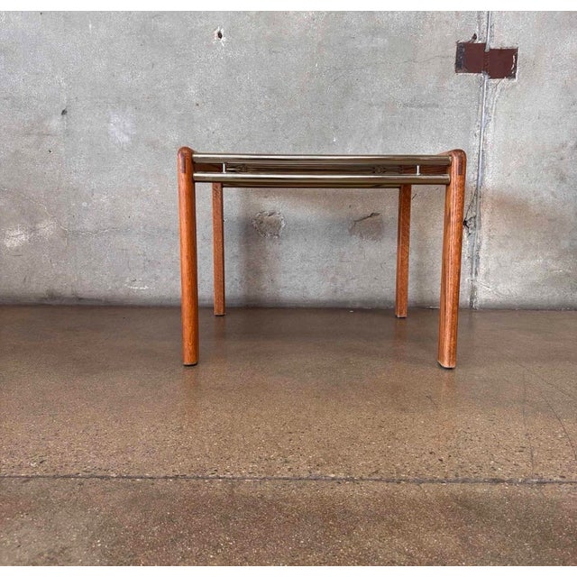 Vintage Post Modern Oak + Smoked Glass Side Table For Sale In Los Angeles - Image 6 of 6