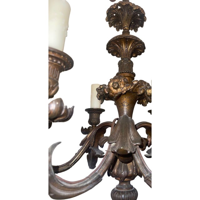 French 19th Century Elegant French Bronze Chandeliers - a Pair For Sale - Image 3 of 8