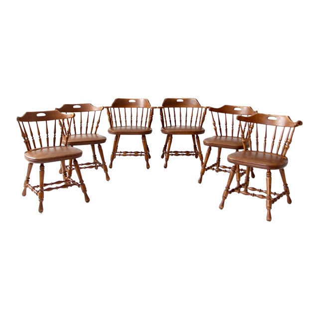 Mid-Century Dinaire Windsor Dining Chairs Set 6 For Sale