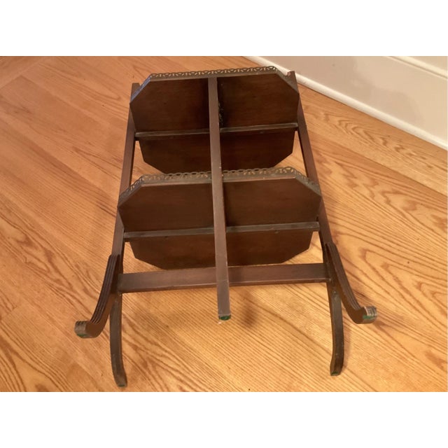 Brown 1940s Vintage Edwardian Style Folding Two-Tier Tray Table For Sale - Image 8 of 9