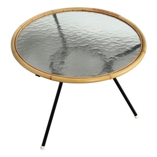 Vintage Rattan Side Table attributed to Rohé Noordwolde, 1960s For Sale