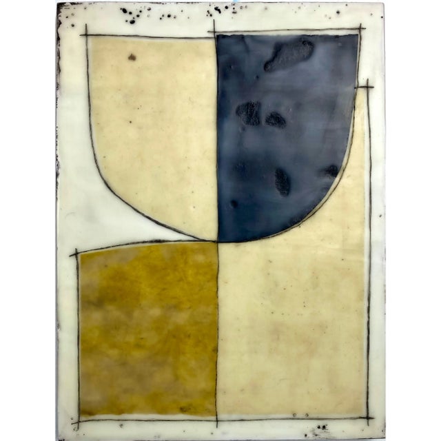 Nine 12x9 cradled wood panels make up this encaustic mixed media art piece. In the photo they are hanging spaced...